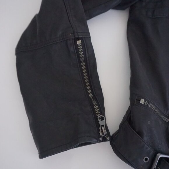 Free People We The Free Rebel Black Faux Leather Zip Moto Biker Jacket Xl - Picture 8 of 16